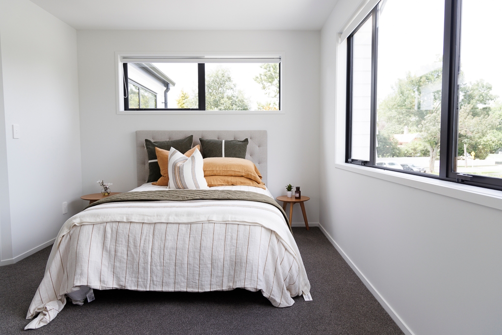  Generation Homes Modern & family friendly Rangiora NEW HOME & LAND, FIXED PRICE Apartment show home 135a Victoria Street Cambridge Feb 2023 Master bedroom 2 