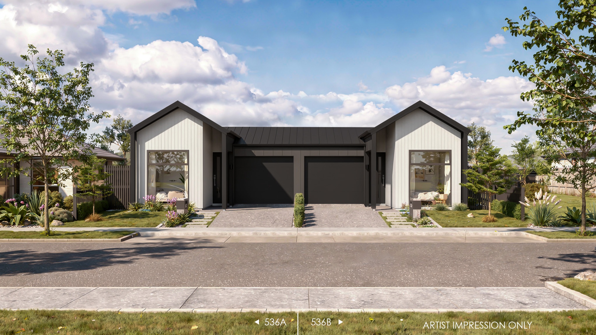 Generation Homes Lot 536A Stylish Duplex Homes – Secure One or Both! Render 2 Front Lot 536 Greenhill Park nosticker 