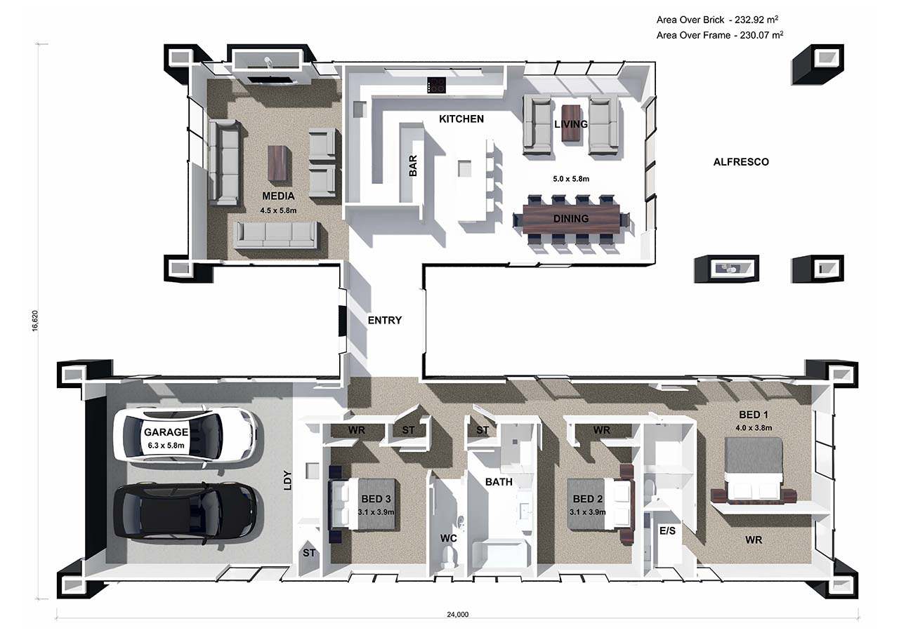  Generation Homes Rural lifestyle section with views - Lot 1 Durham Grove Maturiki Plan 3 D Floor Plan web 